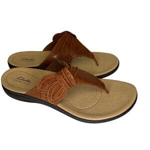 Clarks Laurieanne Rae Women's Sandals Tan Leather Flats Slip On size 12 12W NIB